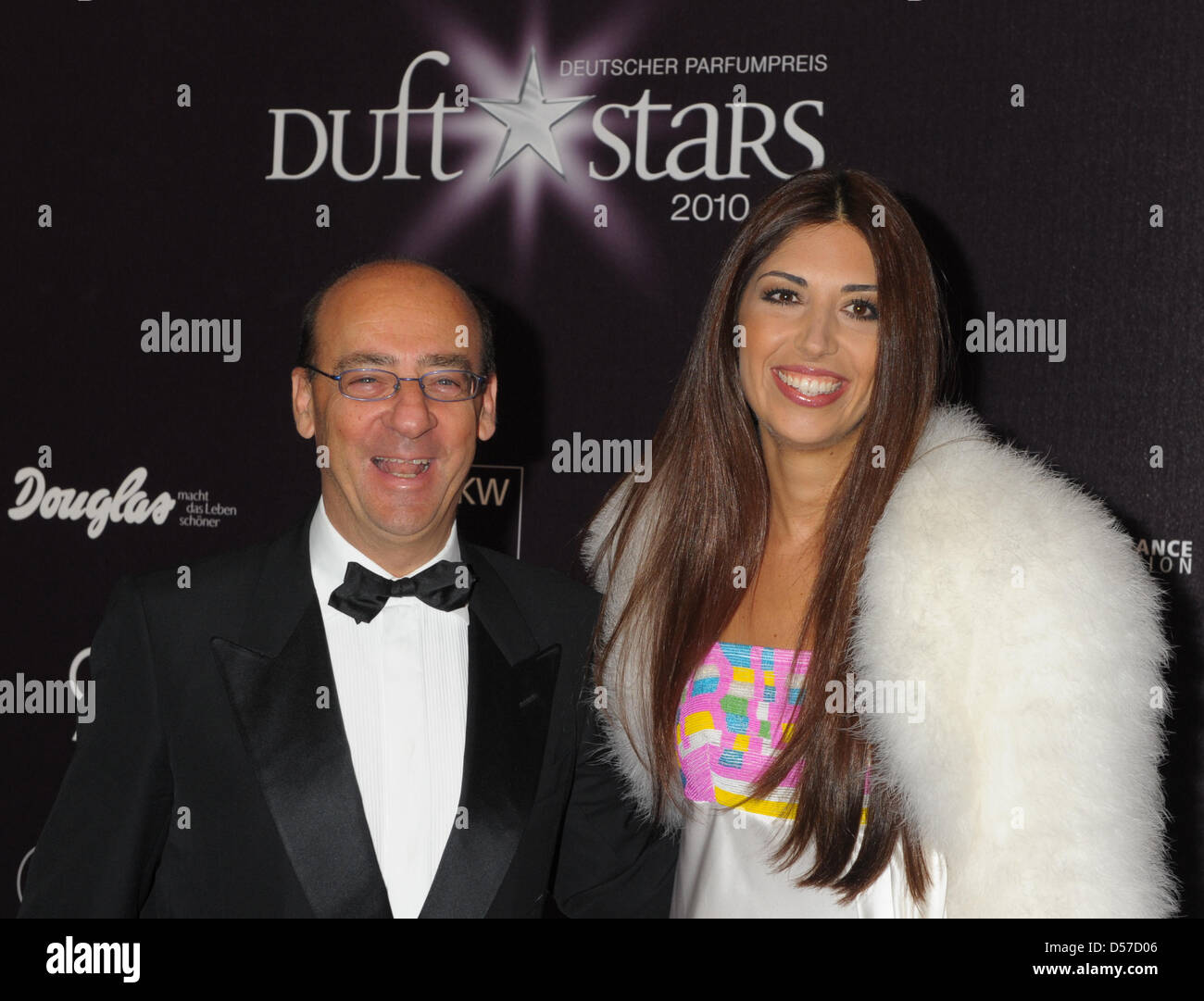 Italian fashion designer Lavinia Biagiotti with male company arrives to the award ceremony of the German Fragrance Award ''Duftstars 2010'' in Berlin, Germany, 07 May 2010. The prize is awarded in several categories by the ''Fragrance Foundation''. Photo: SOEREN STACHE Stock Photo