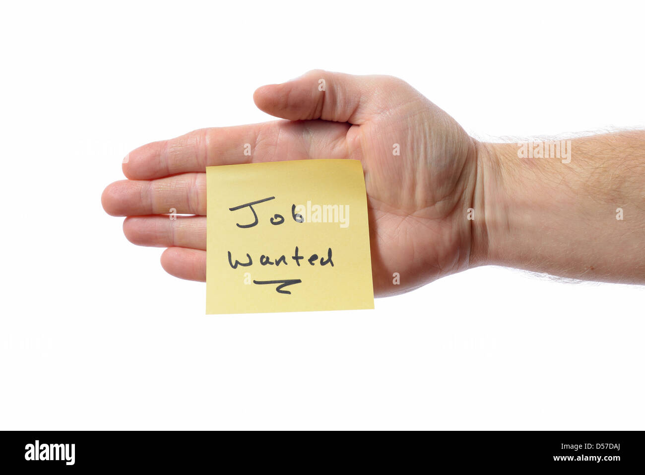 Concept for looking for work a post it note isolated on white Stock ...