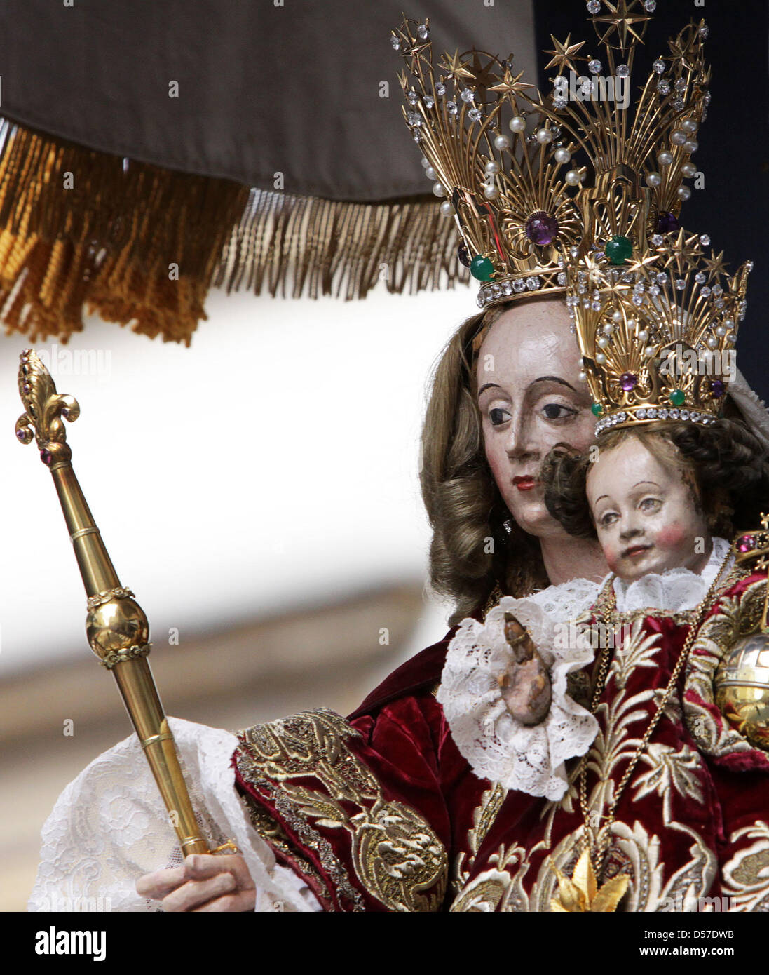 Believers Attend The Pilgrimage To The Statue Of Our Lady Of Stock