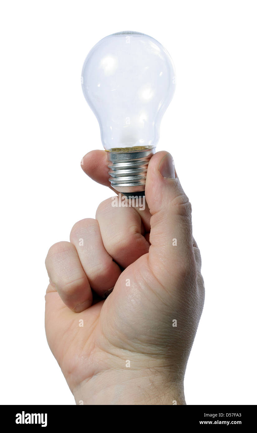man holding light bulb in his hand - creativity concept - Alamy