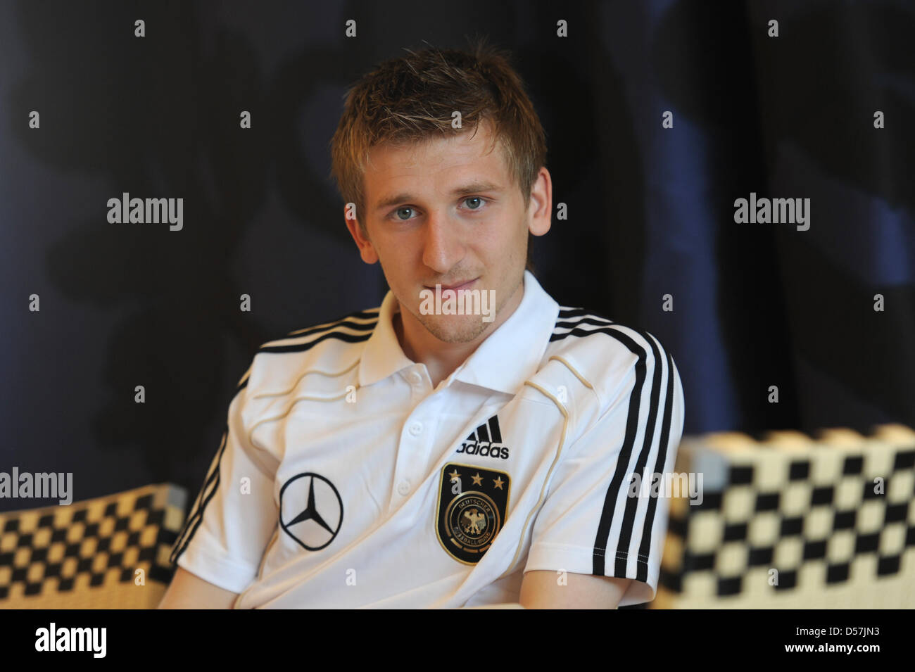 Germany international Marko Marin poses for a photo during the German national squad's trainings camp in Sciacca, Italy, 19 May 2010.The German squad prepares for the 2010 FIFA World Cup on Sicily. Photo: MARCUS BRANDT Stock Photo