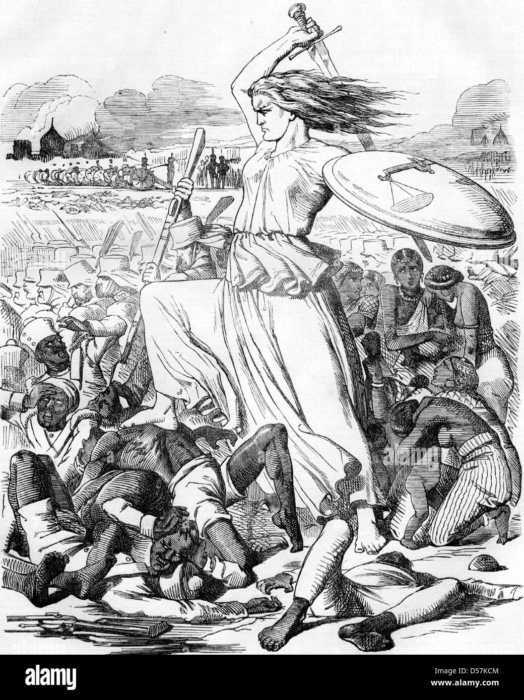 INDIAN MUTINY  John Tenniel cartoon in Punch 12 September 1857 justifying British retribution after suppression of the mutiny Stock Photo