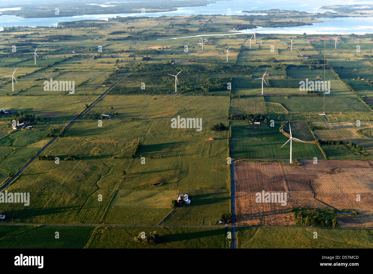 Aerial view of the Wolfe Island Wind Project and farms on Wolfe Island Stock Photo Alamy