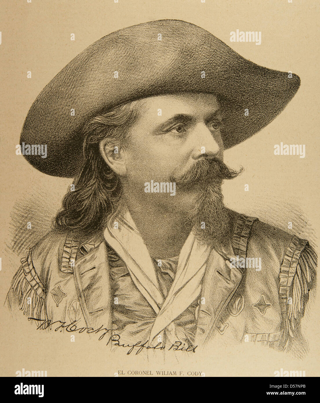 Buffalo Bill (1845-1917). American soldier. Engraving in The Illustration, 1890. Stock Photo