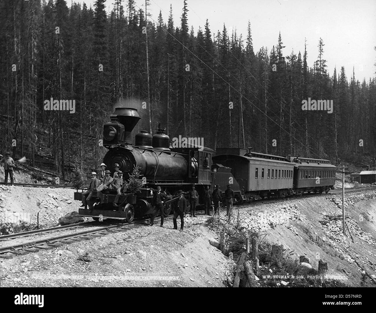 100 ton mountain engine on the C.P.R., near Field, BC, 1889 Stock Photo