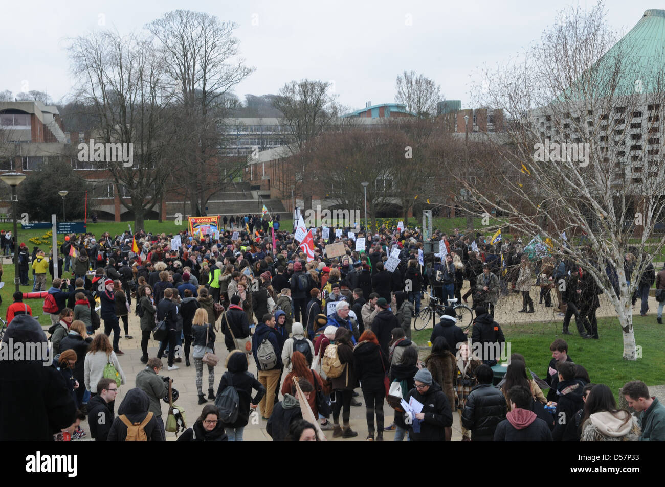Crowds gather at the University of Sussex for a national demonstration protesting  the ongoing privatisation of education. Stock Photo