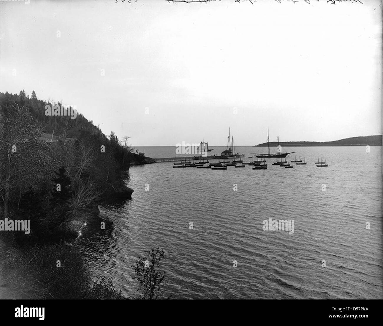 Fishing boats, Port Daniel, Gaspé Peninsula, QC, about 1900 Stock Photo