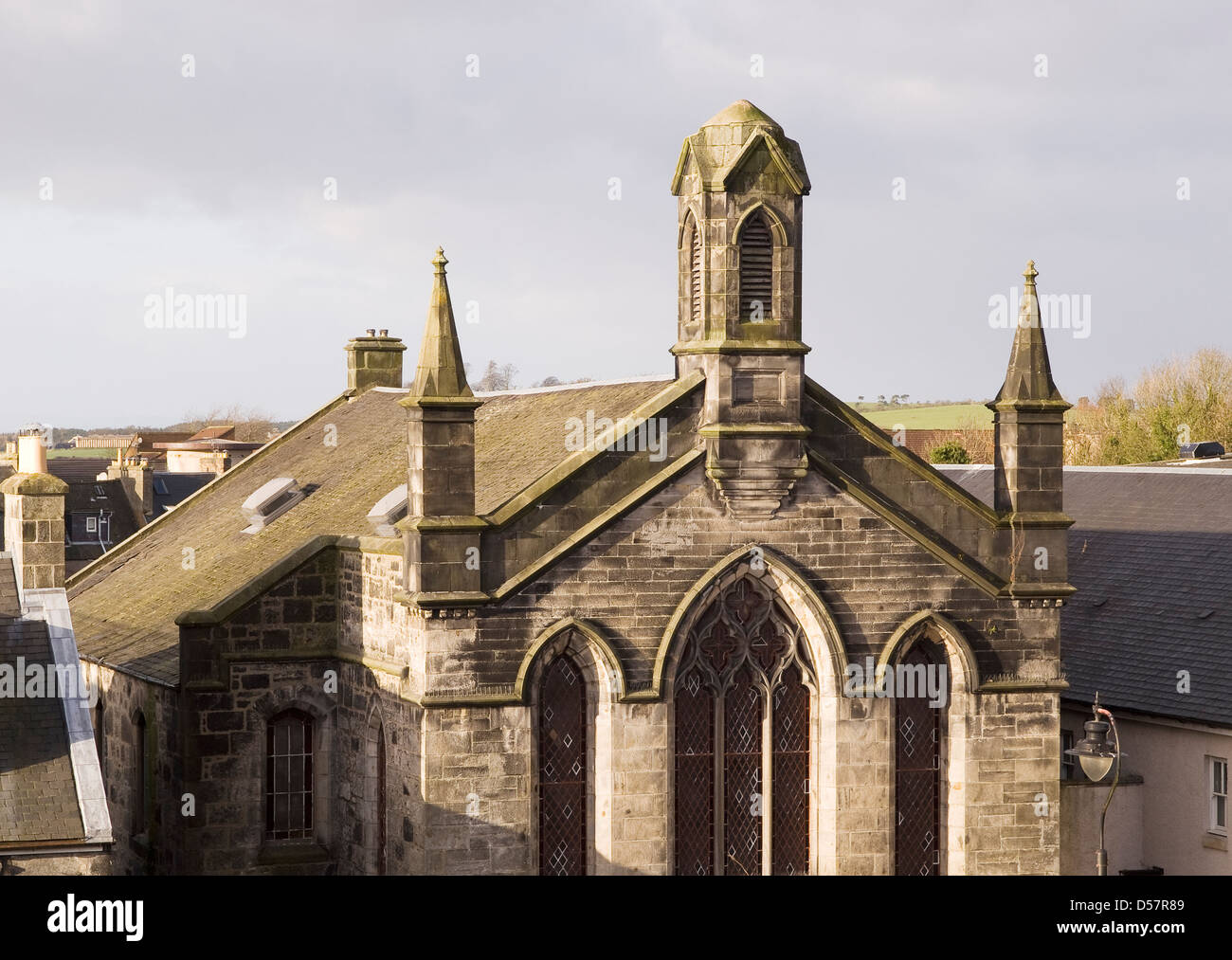 The photo shows a church in the scottish´s town of Dunfermline Stock Photo