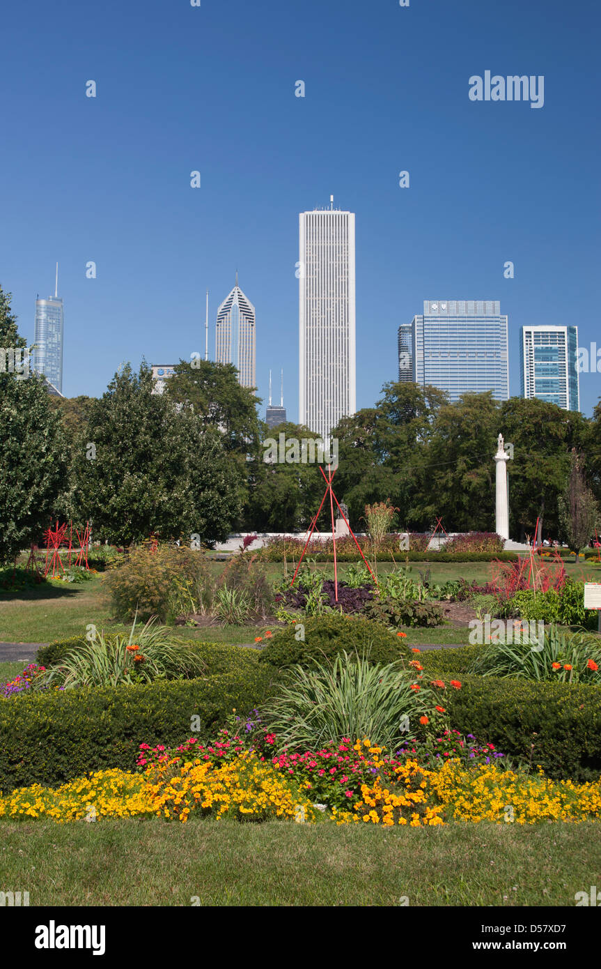 GARDENS DOWNTOWN SKYLINE GRANT PARK CHICAGO ILLINOIS USA Stock 