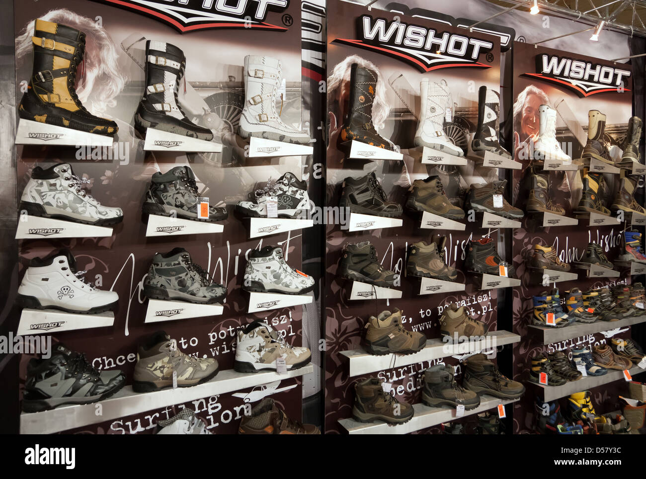 Poznan, Poland, shoe label WISHOT Polska Sp z o.o. at the fair for shoes  and leather products Stock Photo - Alamy
