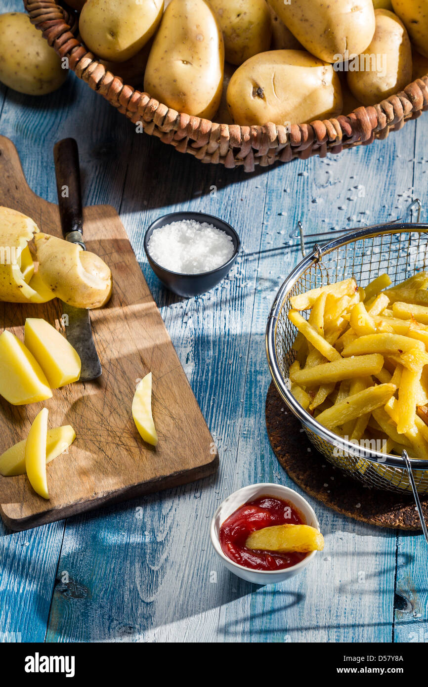 French fries made from potatoes Stock Photo