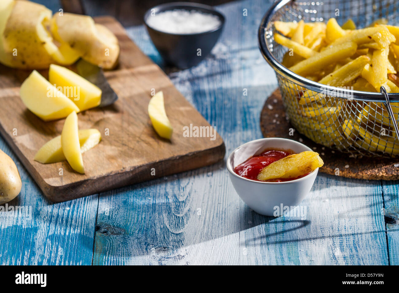 Closeup of fresh homemade French fries Stock Photo