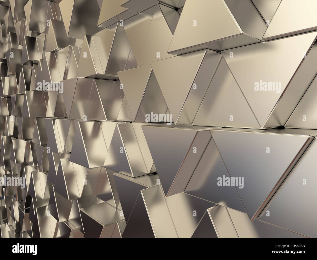 Shiny triangular metal bars abstract background Stock Photo