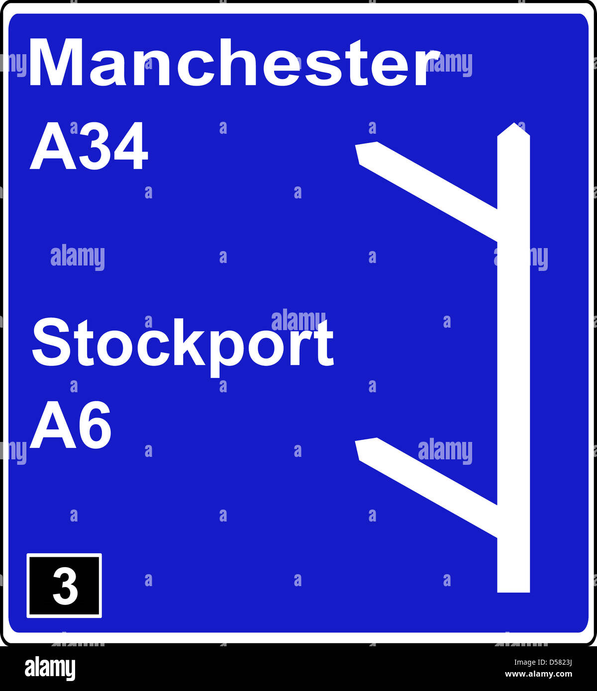 Two junctions in quick succession on the motorway sign Stock Photo