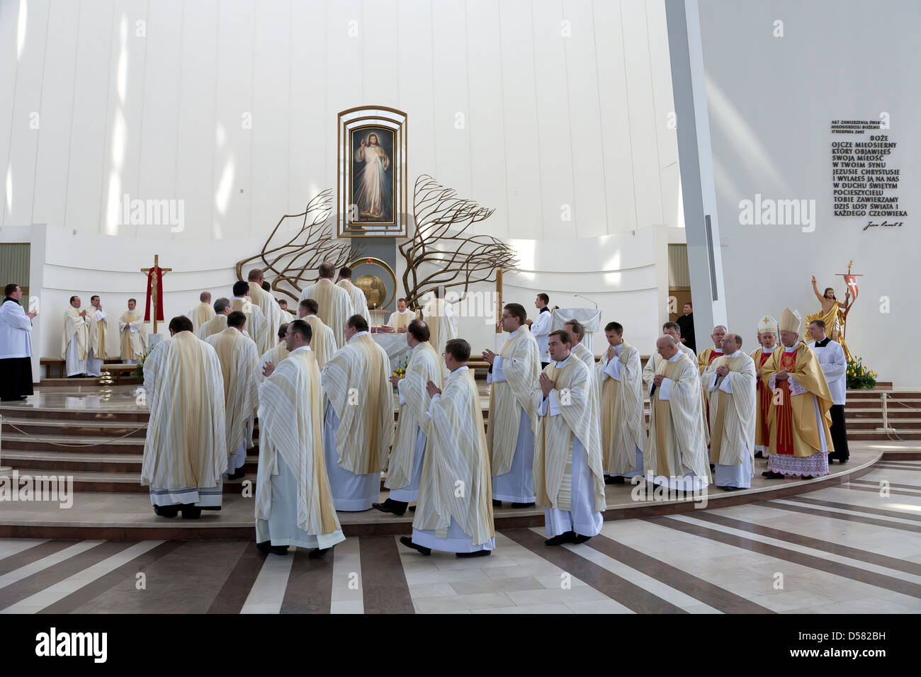 Krakow poland mass in the basilica of the shrine of the divine mercy
