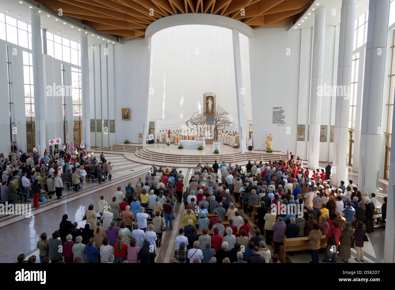 Krakow poland mass in the basilica of the shrine of the divine mercy