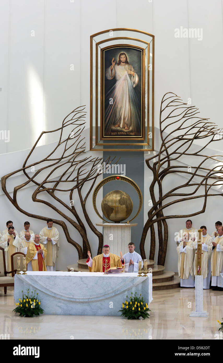 Krakow poland mass in the basilica of the shrine of the divine mercy