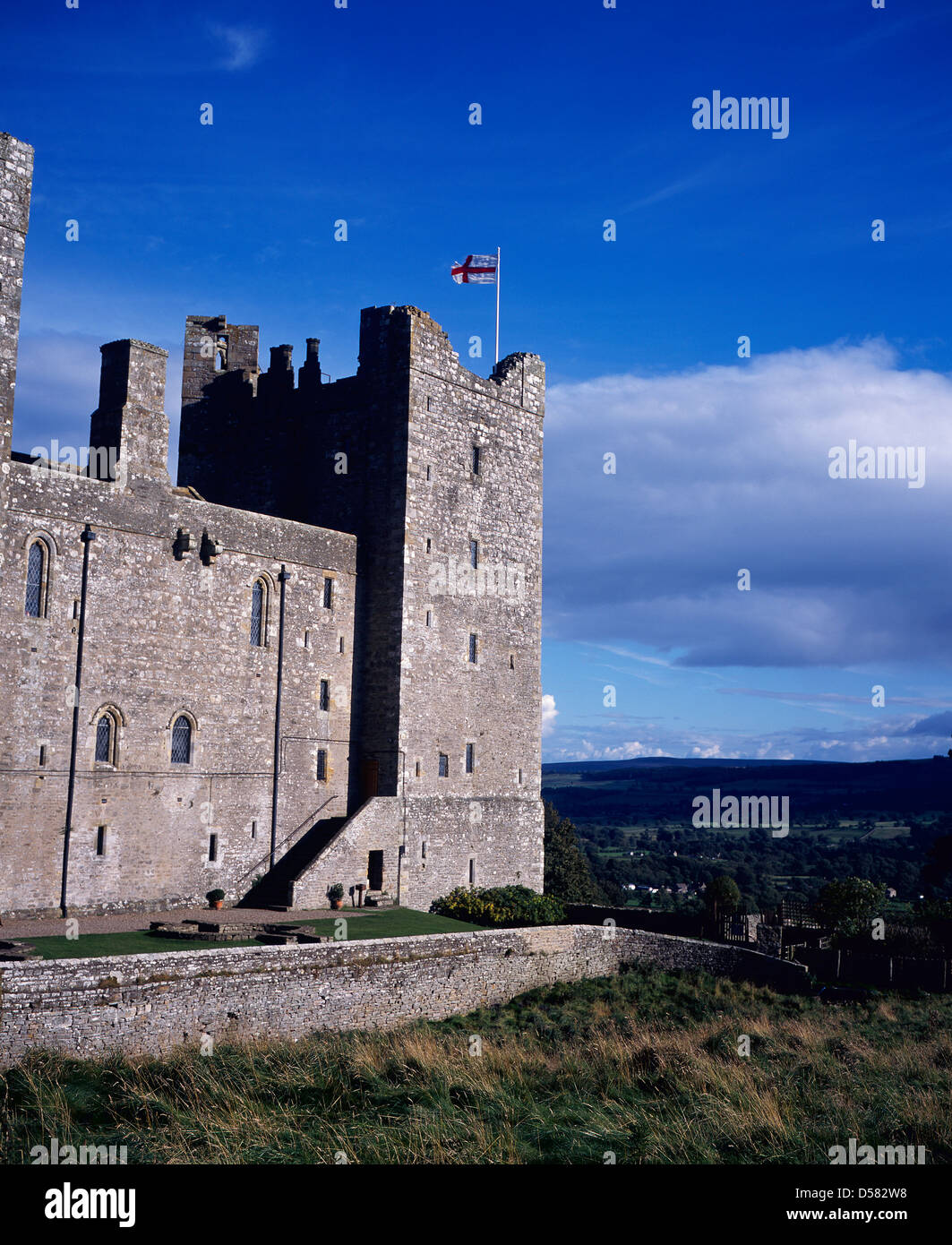 The Keep of Bolton Castle early evening Wensleydale Yorkshire Dales National Park Yorkshire England Stock Photo