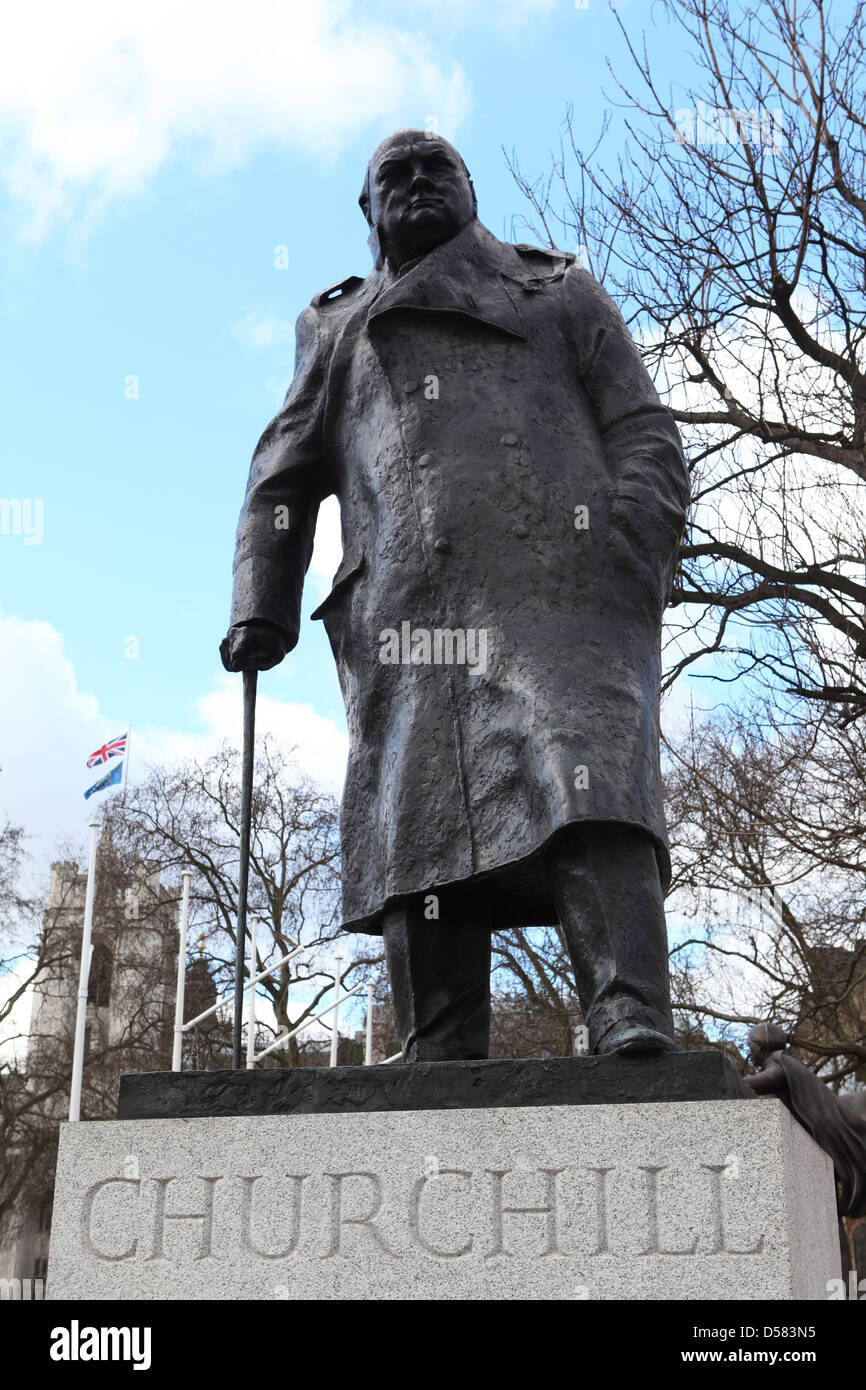 Statue of Sir Winston Churchill (1874 1965) in London, England Stock