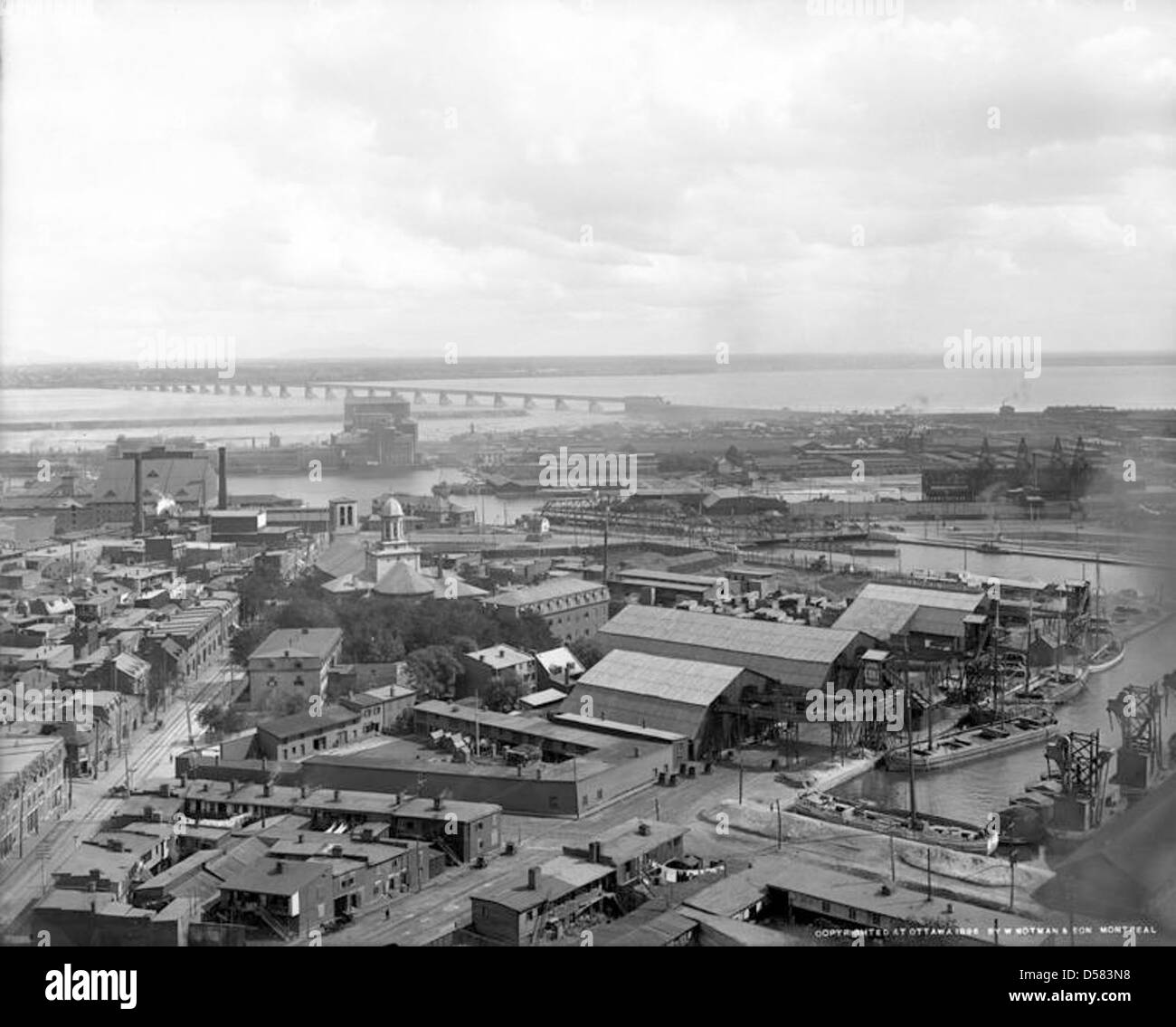 Montreal from Street Railway Power House chimney, QC, 1896 Stock Photo