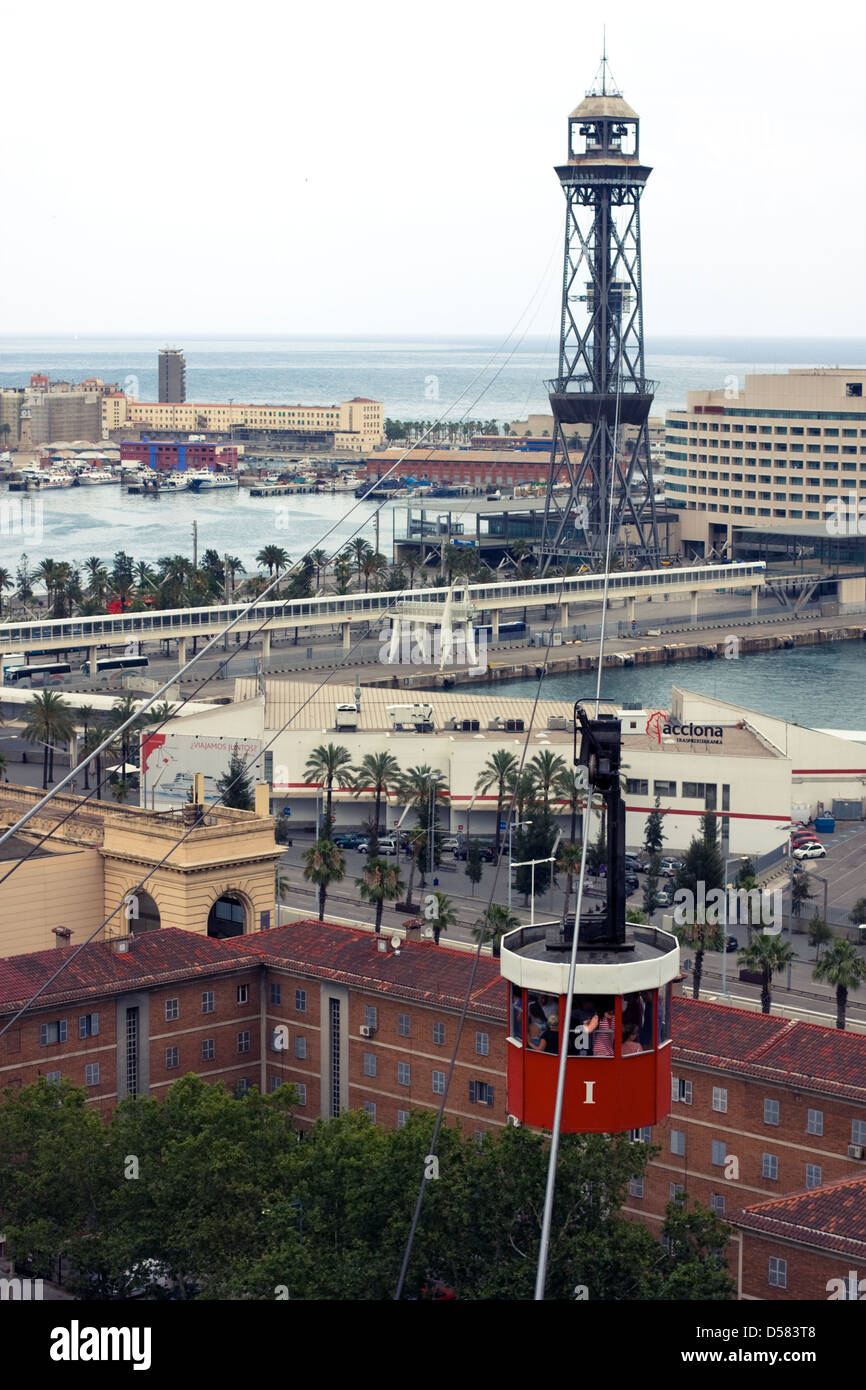 Port Vell Aerial Tramway Barcelona, Catalonia, Spain Stock Photo