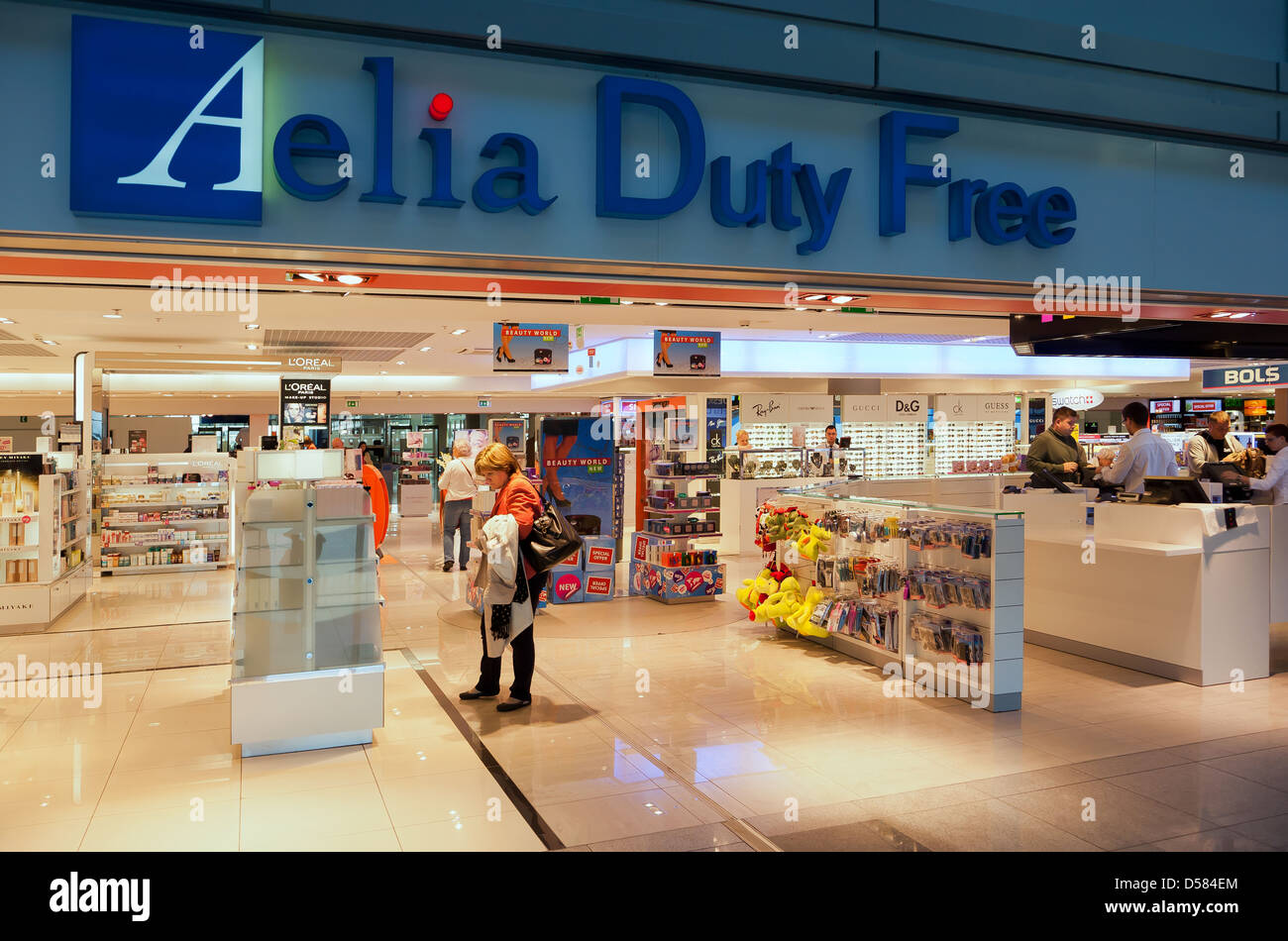 Warsaw, Poland, duty free shop in the Warsaw Chopin Airport Stock Photo