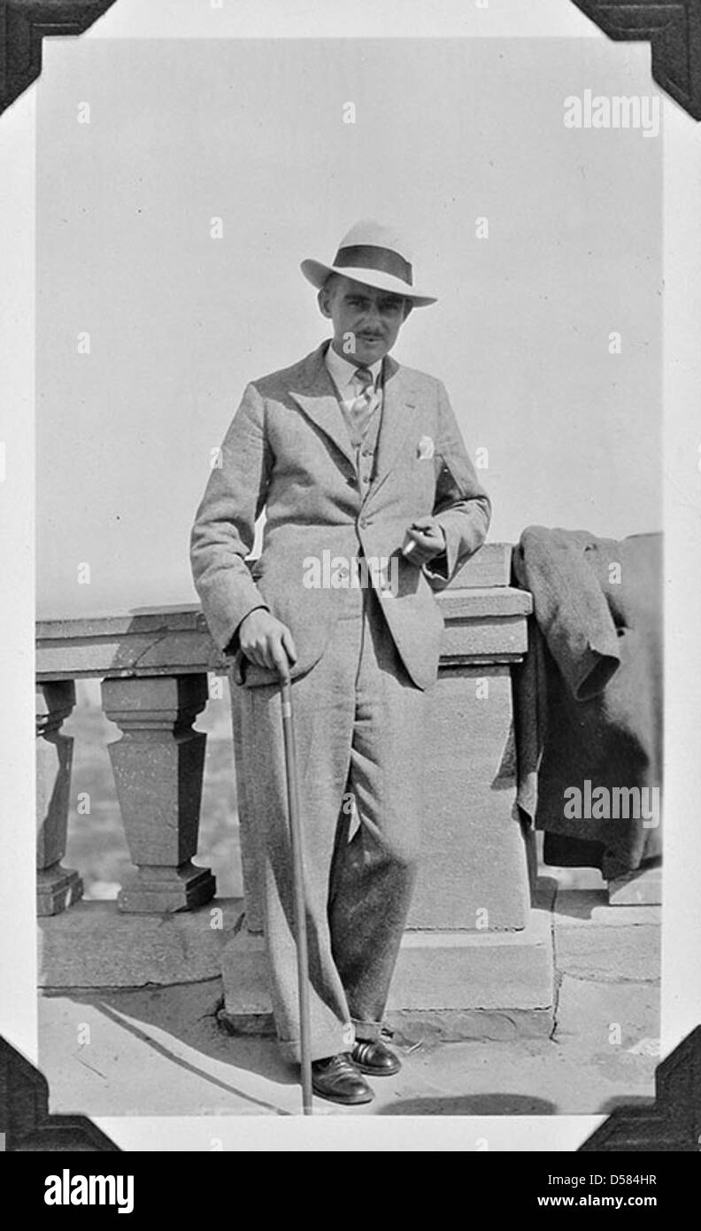 Mr. Diggle at Mount Royal Lookout, Montreal, QC, ca. 1925 Stock Photo