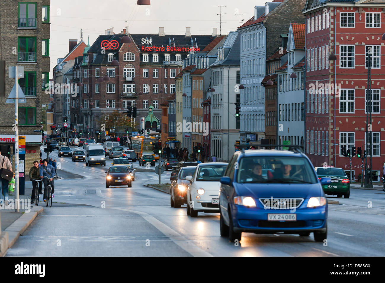 Copenhagen, Denmark, traffic on the main road Torvegade Stock Photo Alamy