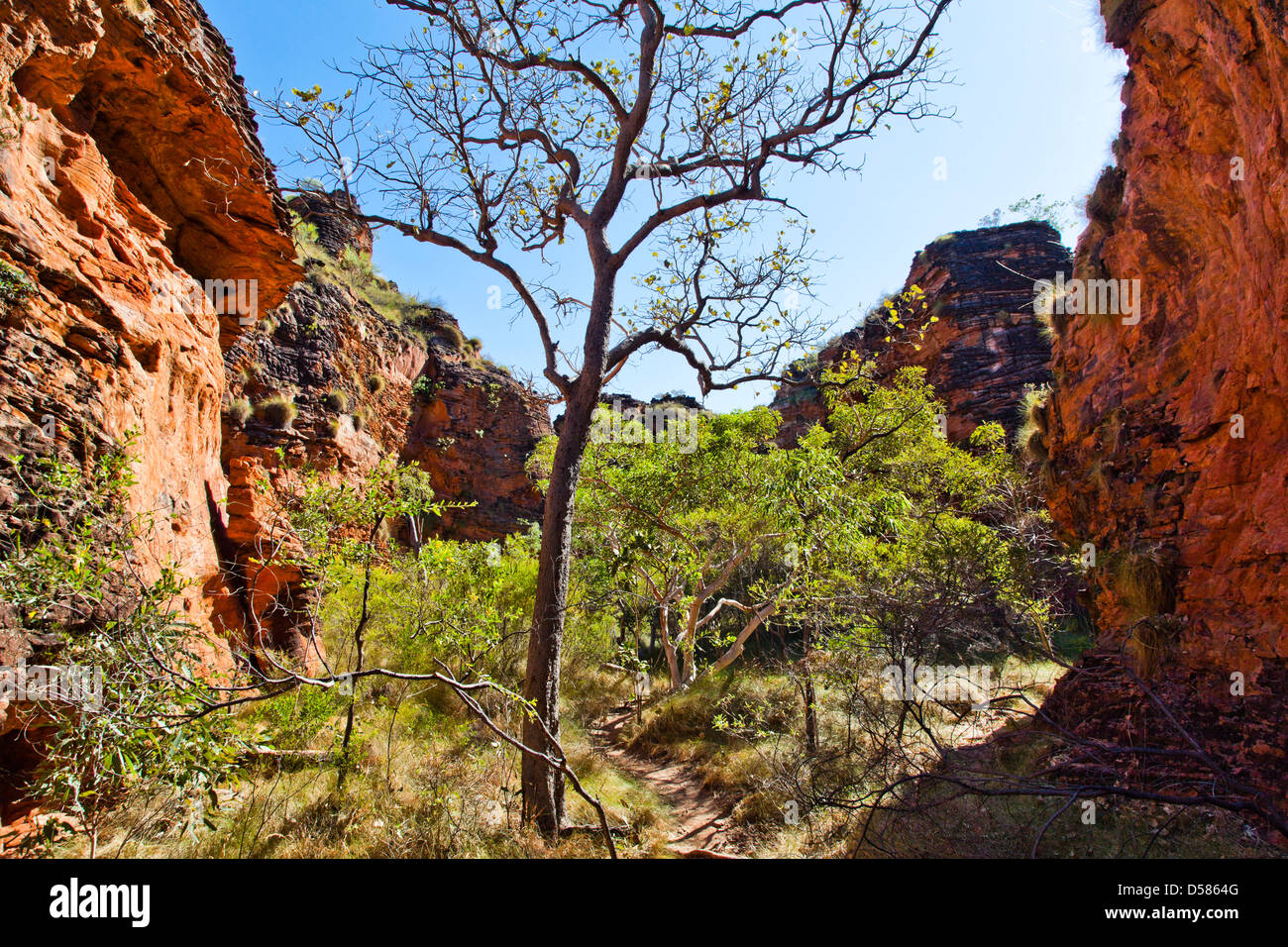 sculptured sandstone formations at Mirima, Hidden Valley National Park, Kununarra, Western Australia Stock Photo