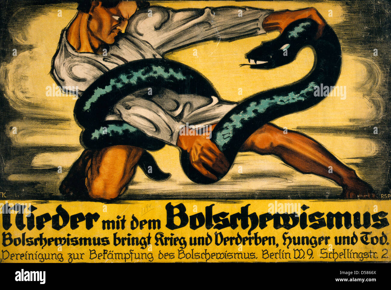 HistoricalFindings Photo Bolschewismus heisst die Welt im Blut ersäufen,World War I,WWI,Germany,Wolf,1919