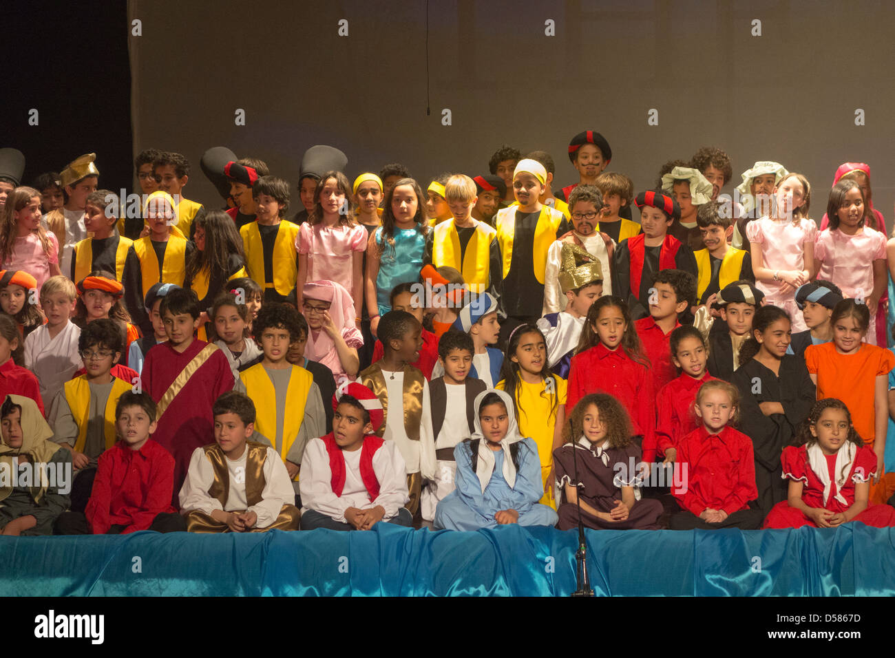 curtain call, performance of The Arabian Nights at the theatre of the British International School, Cairo, Egpyt (BISC) Stock Photo