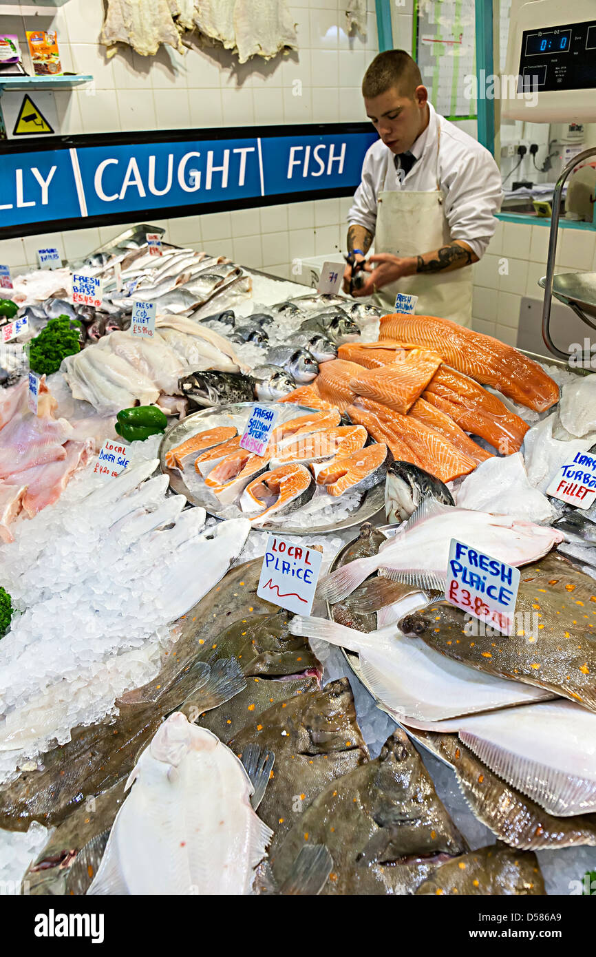 Fresh locally caught fish in market, St Helier, Jersey, Channel Islands