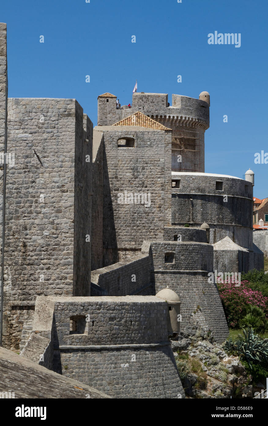 Minceta tower on the walls of Dubrovnik old town, Croatia Stock Photo