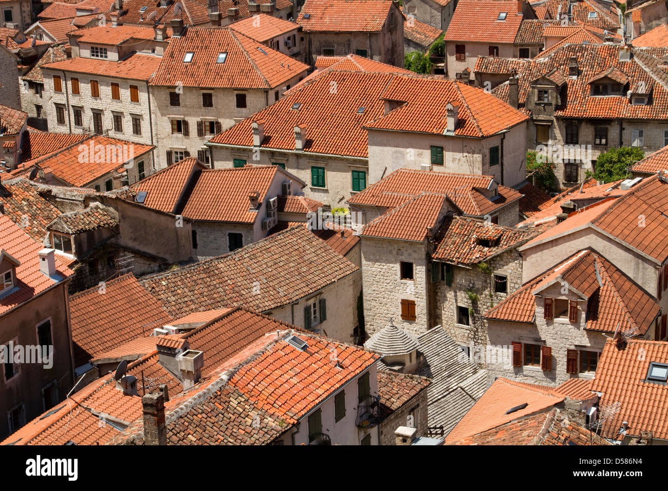 The red roofs of Kotor old town, Montenegro Stock Photo