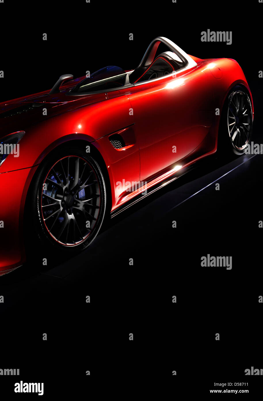 License and prints at MaximImages.com - Abstract red sports car Pontiac Solstice SD-290 Race concept on black background isolated with clipping path Stock Photo