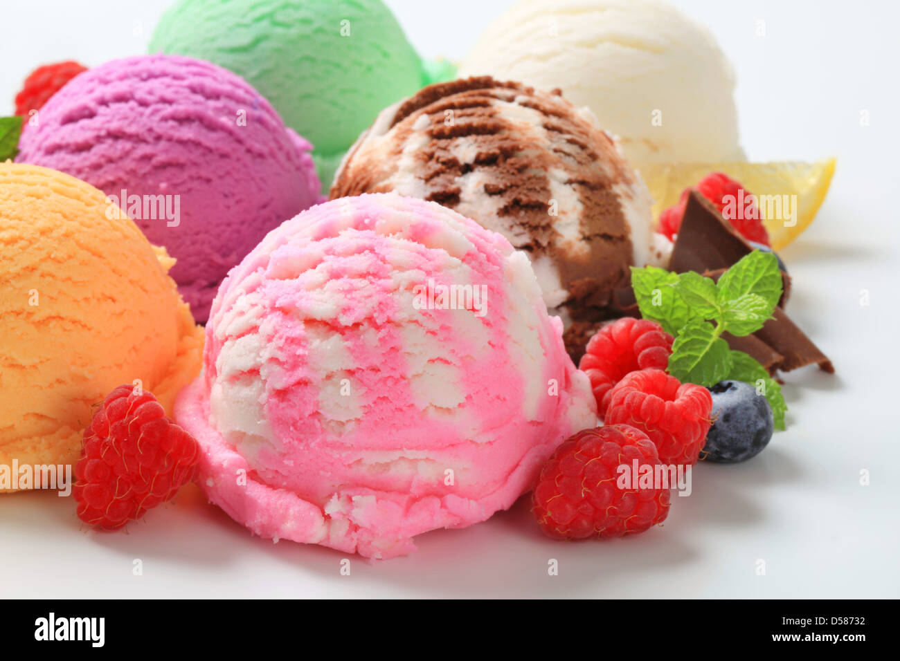 Various types of ice cream Stock Photo Alamy