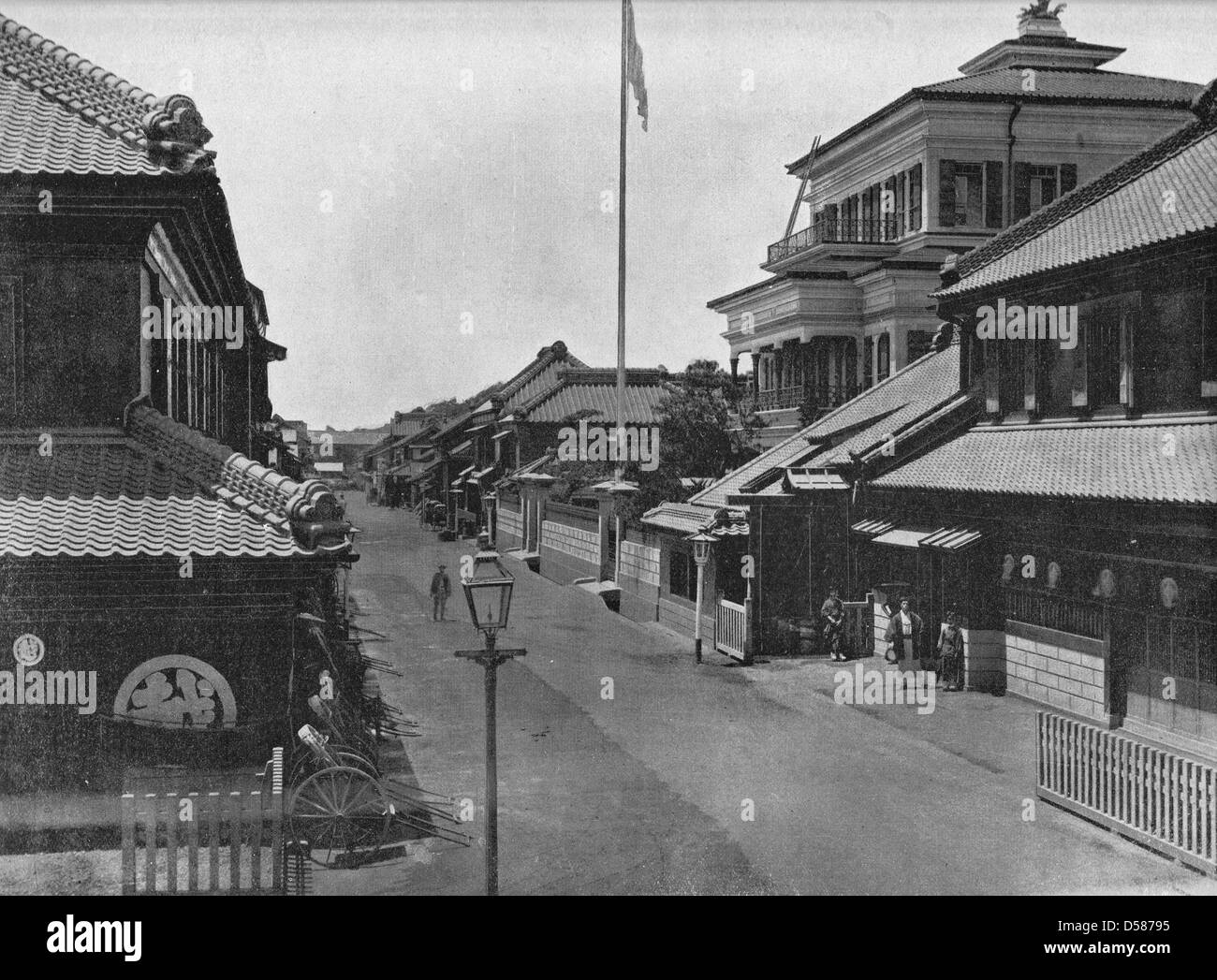 Streets of Tokyo, Japan, circa 1890 Stock Photo