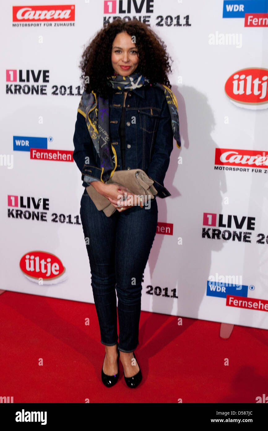 Joy Denalane at 1Live Krone Awards at Jahrhunderthalle red carpet