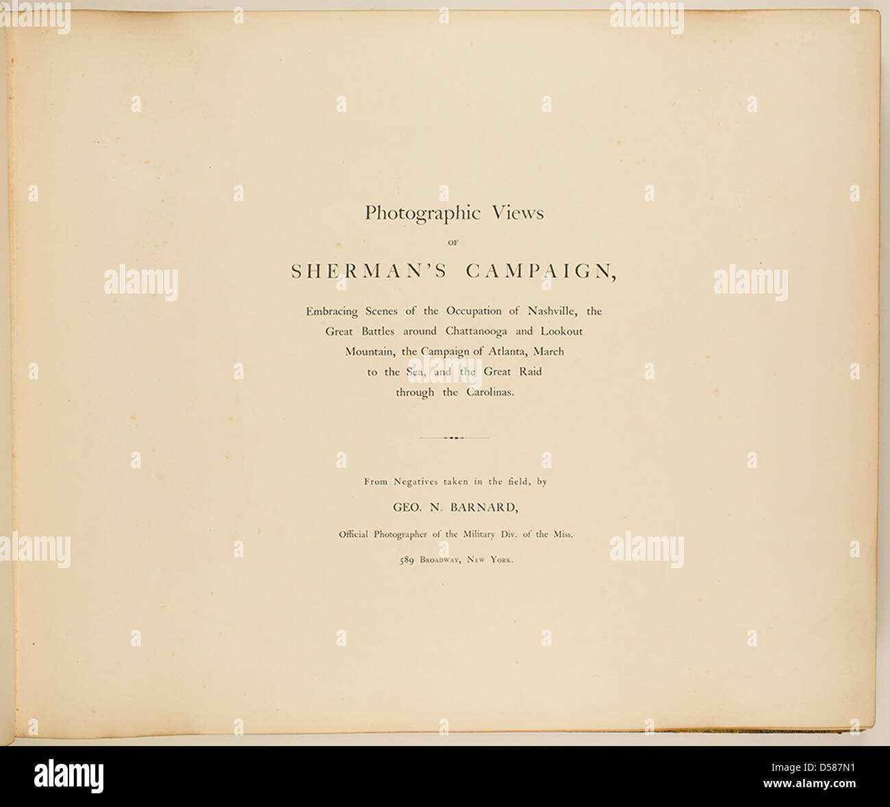 [Photographic views of Sherman's campaign, from negatives taken in the field, title page] Stock Photo