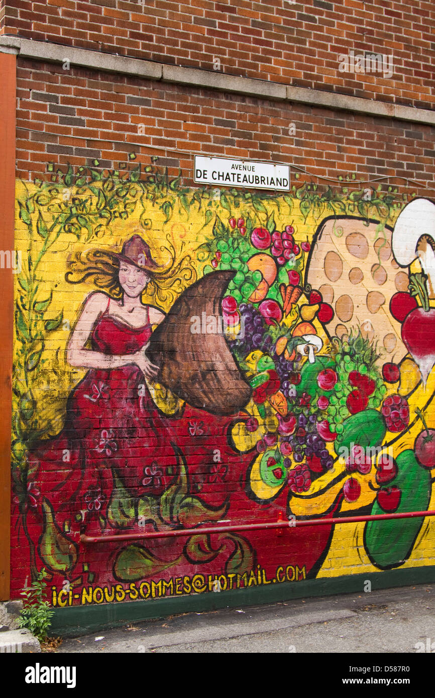 Painting on a wall in Avenue de Chateaubriand, Montreal Stock Photo Alamy