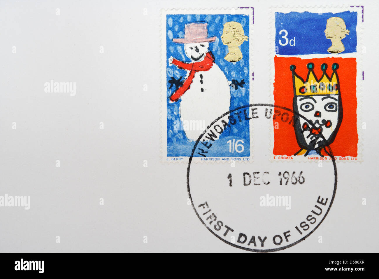 The first British Christmas Stamp issue 1966 Postage stamps Stock Photo