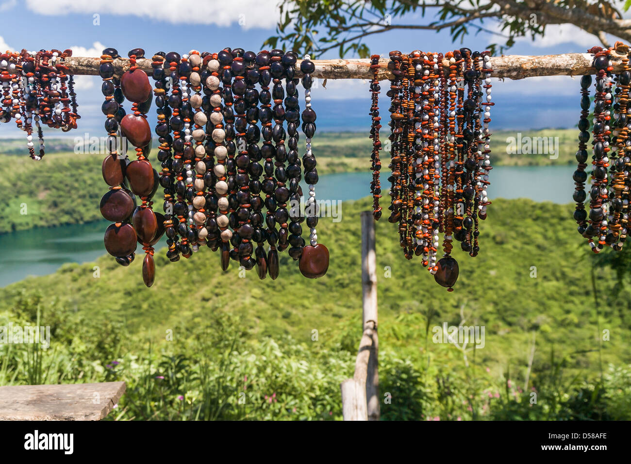 Necklaces of seeds in Nosy Be island, northern Madagascar Stock Photo