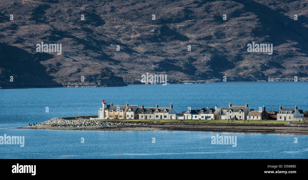 Cottages on Loch Broom at Ullapool in the Highlands of Scotland. Stock Photo