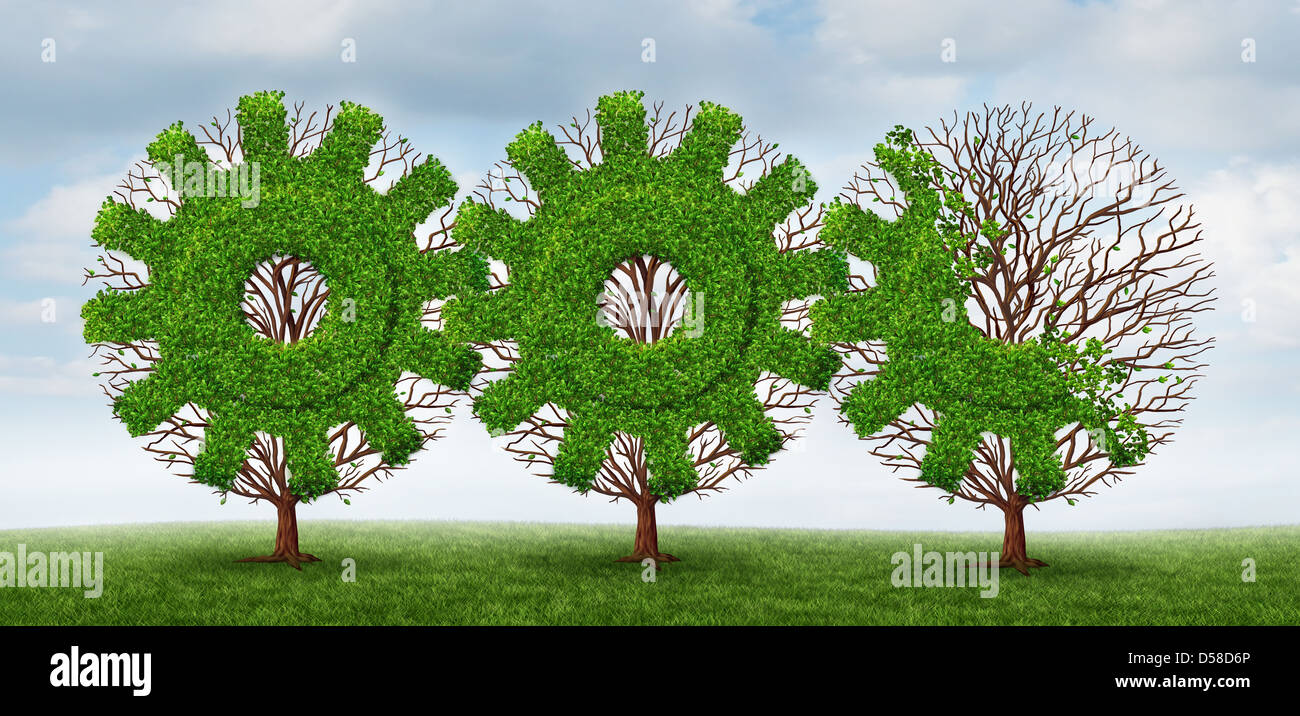 Business development and growing industry concept with trees shaped as
