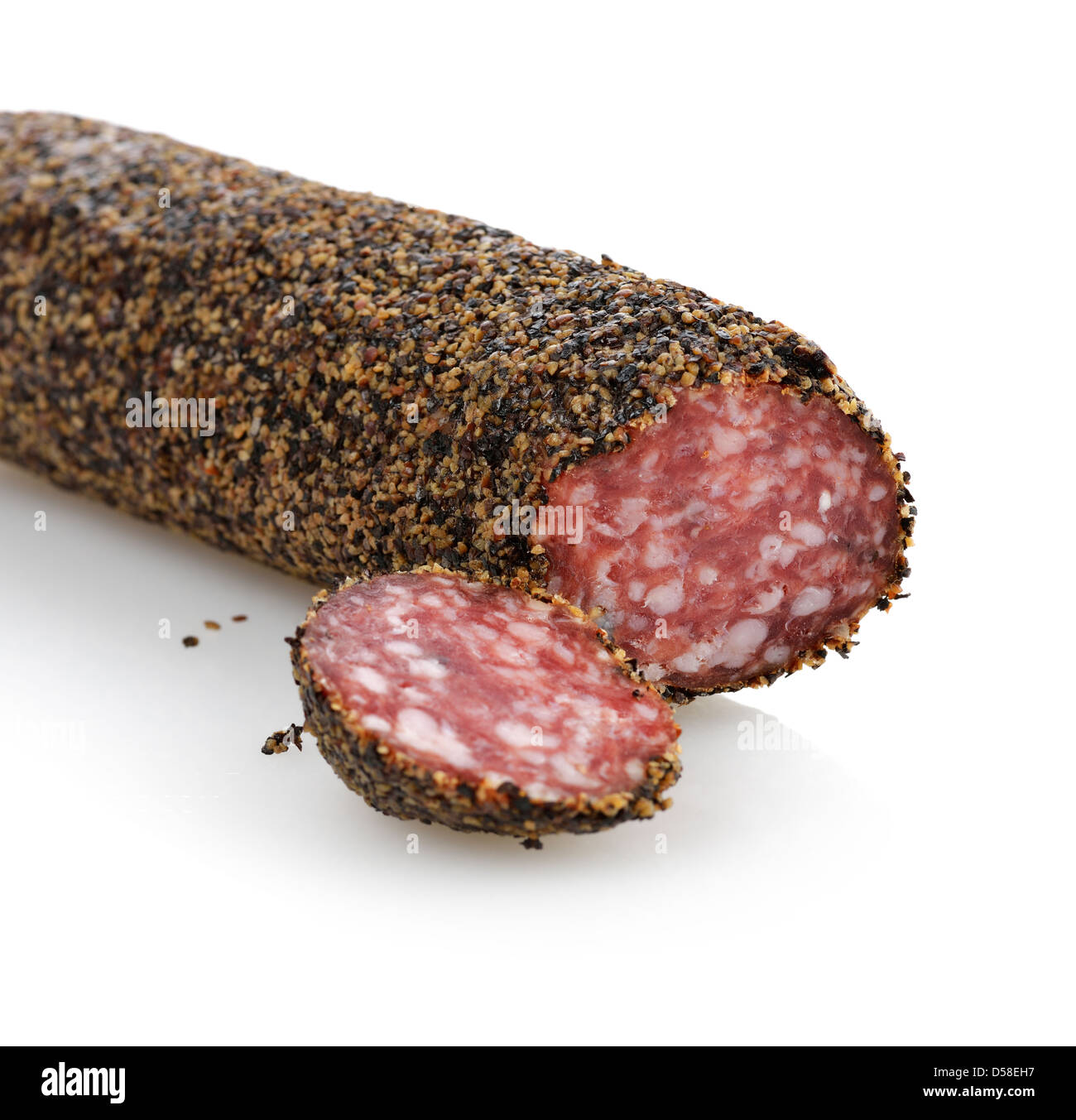 Black Pepper Hard Salami,Close Up Stock Photo Alamy