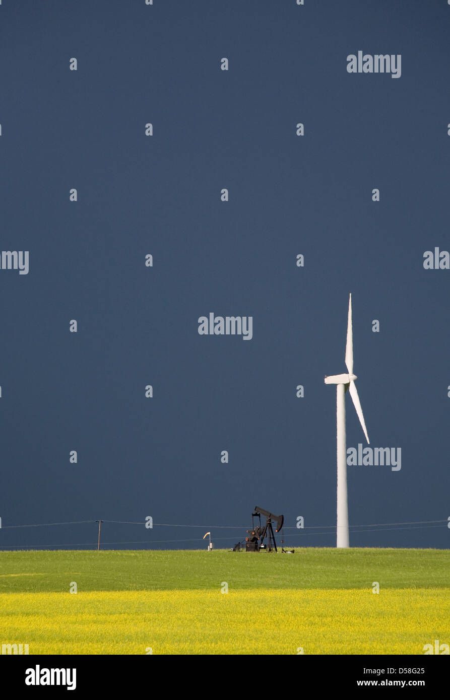 Storm Clouds Saskatchewan wind farm Swift Current Canada Stock Photo