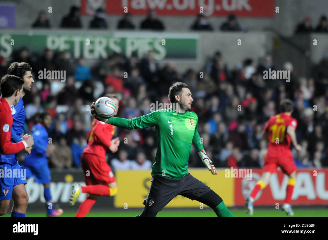 Swansea, UK. 26th March 2013. FIFA 2014 World Cup Qualifier - Wales v Croatia - Swansea - 26th March 2013 :  Croatia goalkeeper Stipe Pletikosa.Credit: Phil Rees / Alamy Live News Stock Photo