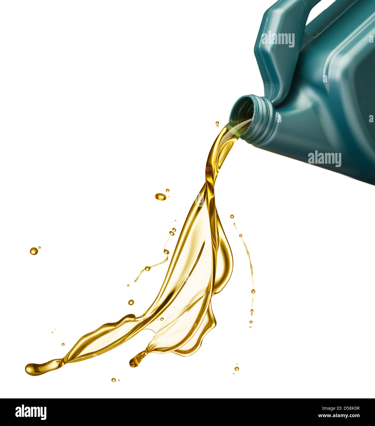 pouring engine oil from its plastic container Stock Photo