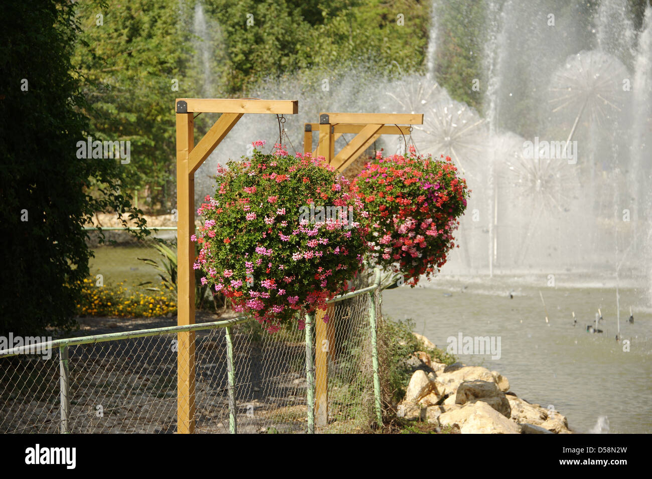 garden with fountain Stock Photo