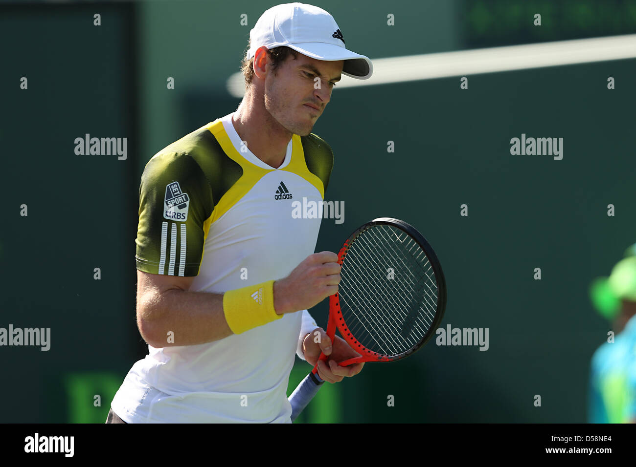 Miami, Florida, USA. 26th March 2013. Andy Murray reacts during day 9 of the Sony Open 2013. Credit: Mauricio Paiz / Alamy Live News Stock Photo